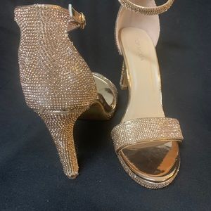 Rose gold rhinestone heels